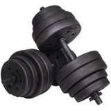 Springos Dumbbells - Gewichten set - Halterset - 16 Gewichten - 30 Kg - Zwart