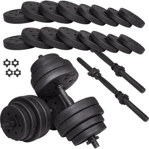 Springos Dumbbells - Gewichten set - Halterset - 16 Gewichten - 30 Kg - Zwart