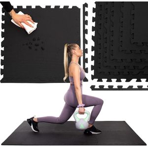 Springos Puzzelmat | Fitness Vloer | Fitnessmat | Fitnesstegels | 60 x 60 cm | Set van 6