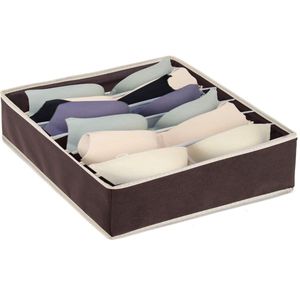 Springos Lade Organizer | Kleding Organizer | Ondergoed Organizer | 7 vakken | Bruin/Crème | 30 x 30 cm