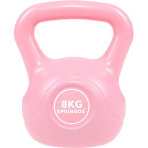 Springos PVC Kettle Bell | Kettlebell | 8 kg | Roze