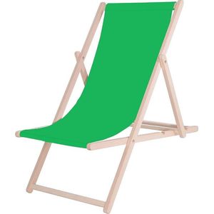 Ligbed - Strandstoel - Ligstoel - Verstelbaar - Beukenhout - Handgemaakt - Groen