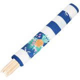 Strand Windscherm Met Stokken | Windscherm Strand | Windscherm Camping | 8 Meter | Flamingo | Blauw/Wit Gestreept