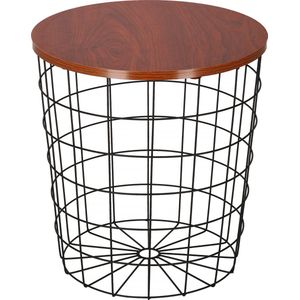 Springos Salontafel | Salontafel Rond | Bijzettafel | 1 Stuk | 45 cm | Zwart/Donker Hout