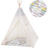 Springos Tipi Tent | Wigwam Speeltent | 120x100x180 cm | Met Mat en Kussens | Veren