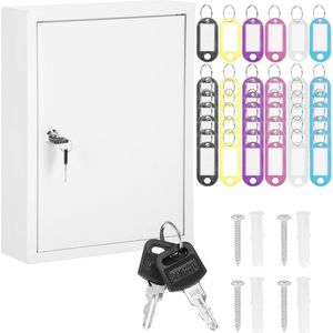 Springos Sleutelkluis - Sleutelkast - Sleutelbox - 42 Haken - 35 x 27 x 8 cm - Wit