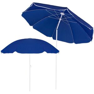 Parasol | Strand Parasol | Parasols | Opvouwbaar | Kantelbaar | 180 cm | Blauw/Wit