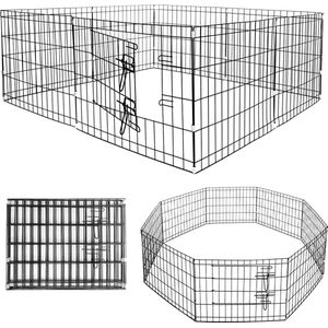 Springos Hondenbench - Hondenren - 160 x 60 cm – Zwart