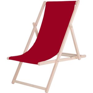 Springos Strandstoel - Verstelbaar - Beukenhout - Hangemaakt - Bordeaux Rood