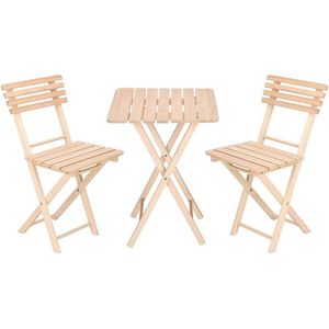 Springos Balkonset - Tuintafel - Tuinstoelen - 3-delig - Opvouwbaar - Naturel
