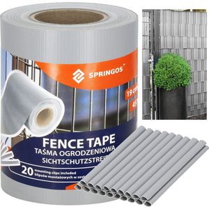 Springos Vlechtband - Privacyfolie - Vlechtband Voor Tuinafsluiting - PVC - 35 m - Grijs