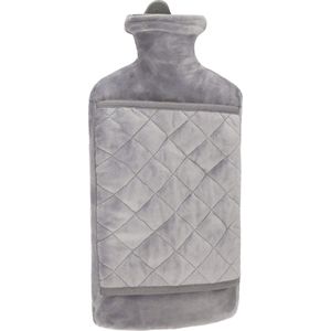 Springos Warmwaterkruik- Bont-Hoes - 1.8L - Inhoud - Pijnverlichting- Ontspanning -Grijs