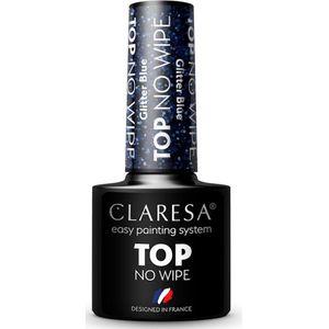 Claresa - Top Coat No Wipe - Glitter Blauw - 5g - UV / LED