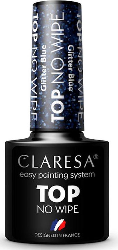 Claresa - Top Coat No Wipe - Glitter Blauw - 5g - UV / LED