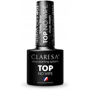 Claresa - UV/LED Top Glitter No Wipe Gel Top Coat - Glitter Silver - 5 g