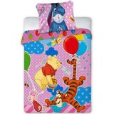 Winnie The Pooh Party - BABY dekbedovertrek, - 100 x 135 - Roze