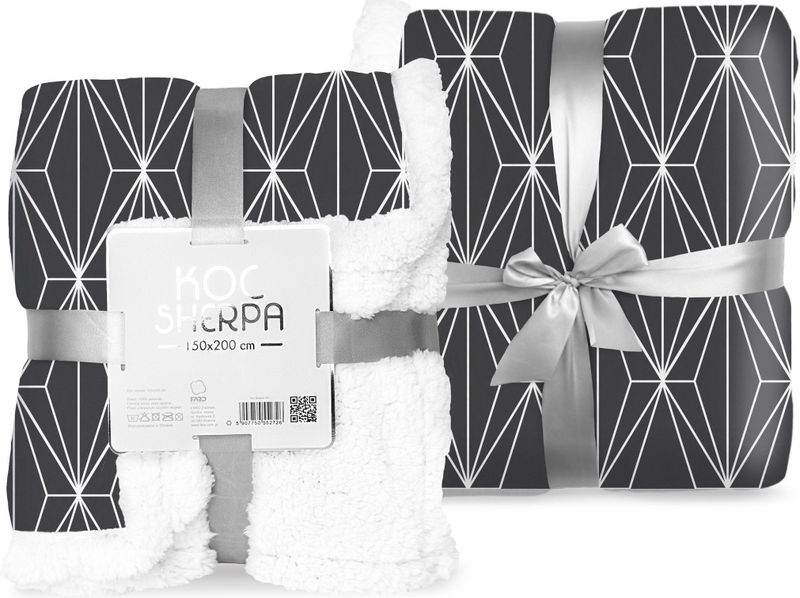 Faro - Sherpa Fleece Deken - Zwart - Polyester - 150 x 200 cm