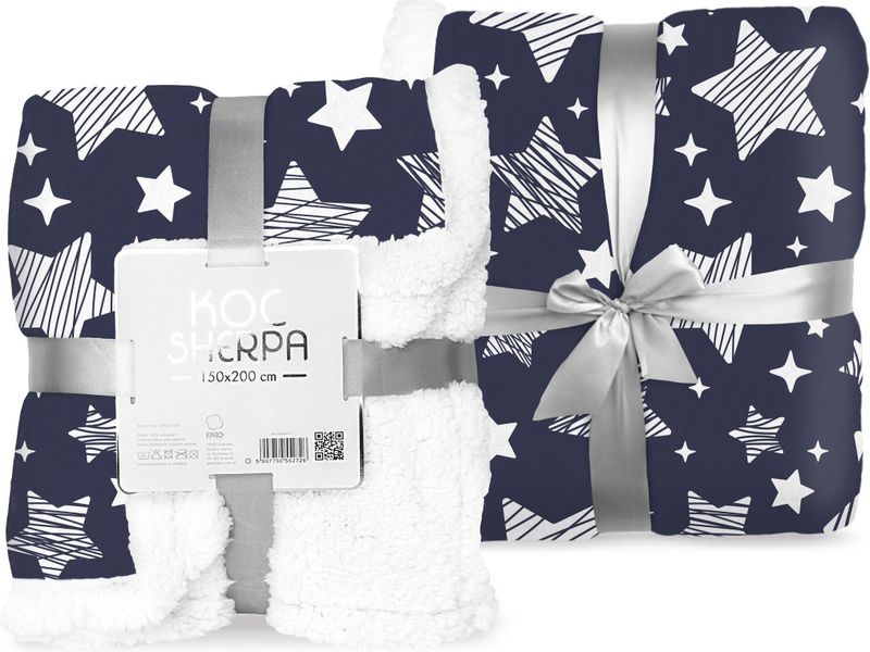 Faro - Sherpa Fleece Deken - Groen - Polyester - Sterrenprint