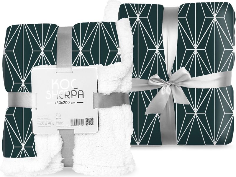 Faro Sherpa Teddy Fleece Deken, Graphic Green - 150 x 200 cm - Polyester