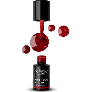 XFEM Rood Glitter UV/LED Hybrid Gellak 6ml. #045