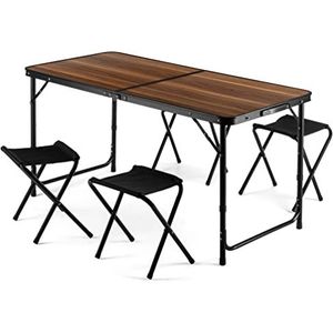 Outtec - Campingtafel - 120 x 60 cm - Hoogte Verstelbaar - Inclusief 4 Stoelen