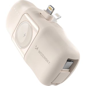 Mini Powerbank 5000mAh 15W iPhone Lightning und Apple Watch Ladegerät - Beige
