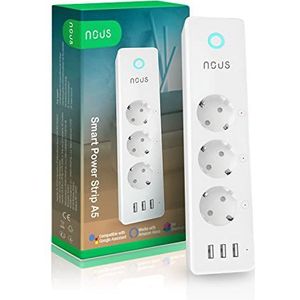 Nous - A5 Slimme Stekkerdoos - Wit - 3 Schuko Stopcontacten - 3 USB Aansluitingen
