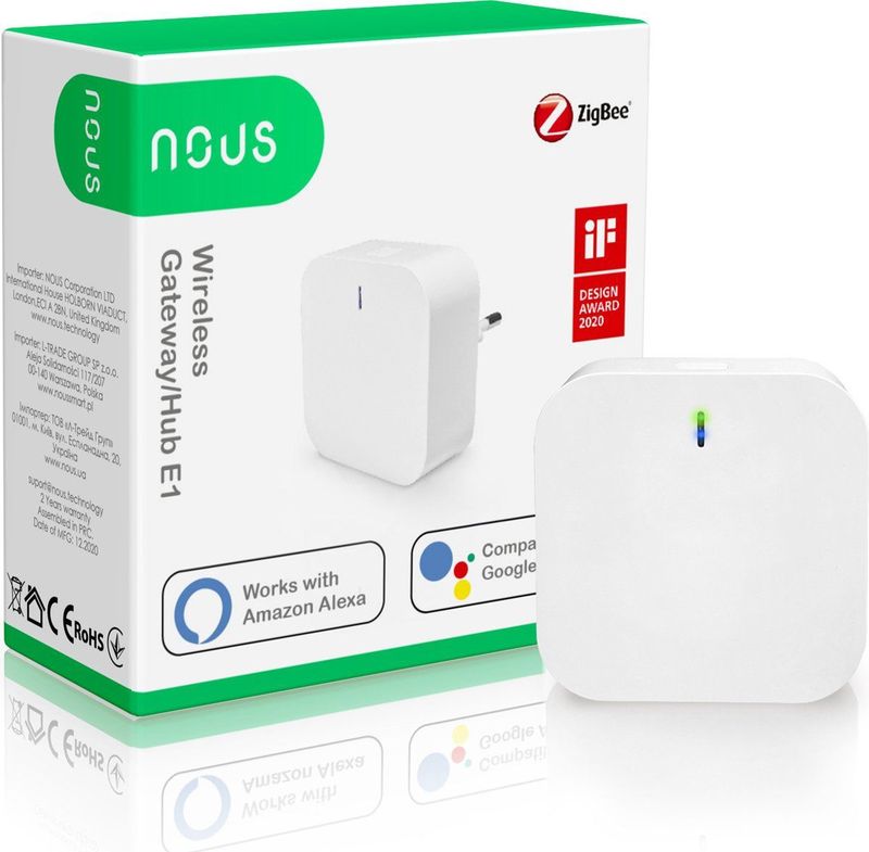 NOUS E1 - Gateway - ZigBee Aansluiting - Ondersteunt Tot 100 Tuya Smart Life-apparaten - 2,4 GHz Wifi