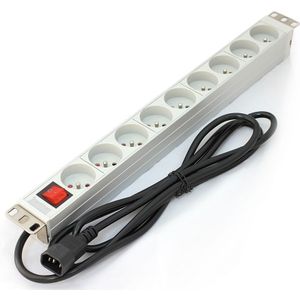 Digitus PDU outlet strip 19 inch RACK 9xType E, 1.8m cable met C14, On/Off, aluminium