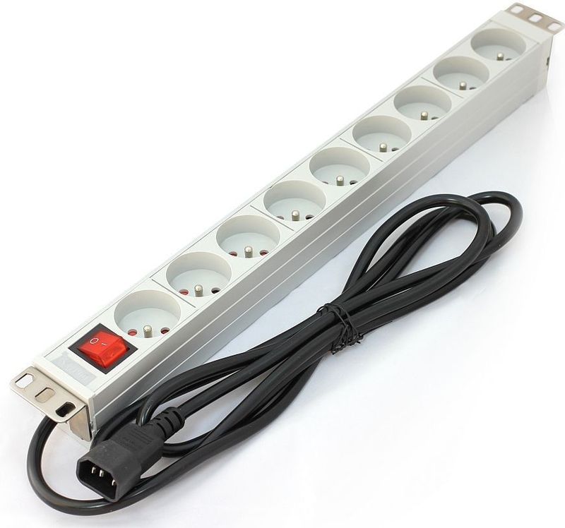 Digitus - A-19-STRIP-4-IMP - Stroomverdelingsunit - Wit - 9 AC-uitgangen - 1U