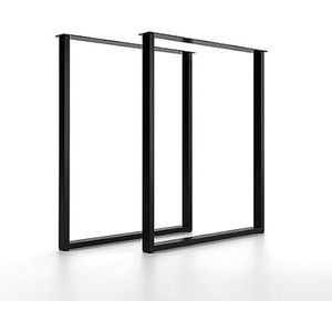 CM Furniture - Tafelframe metaal modern 2 stuks 72 cm x 60 cm - tafelpoten voor bureau, salontafel, eettafel, vergadertafel - eenvoudige montage (72 x 60 cm, zwart)