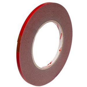 AUTO-PLAST PRODUKT APP, dubbelzijdig plakband, extra sterk, waterdicht, dubbelzijdig plakband, rood, 10 m lang, 6 mm breed