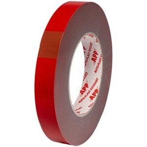 AUTO-PLAST PRODUKT AUTO-PLAST PRODUKT APP acryl tape, dubbelzijdig plakband, extra sterk, dubbelzijdig waterdicht montageband, rood, 10 m lang, 19 mm breed