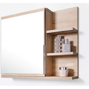DOMTECH Badkamerspiegelkast met planken, badkamerspiegel, eiken Sonoma spiegelkast, R..