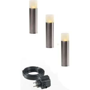 GARDEN LIGHTS - OAK SET - STAANDE VERLICHTING - 12 V - 3 St. - 35 Lm - 1 W - 3000 K (GL4122603)