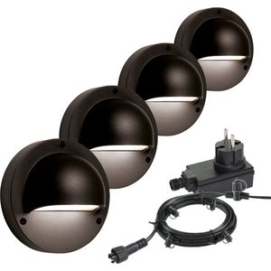 Garden Lights: Deimos Wandlamp 12 Volt Set (4st) - Zwart