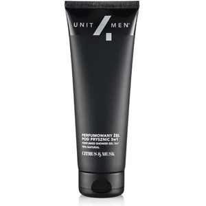 Unit4Men Perfumed shower gel 3 in1 Shampoo, Conditioner & Body Wash met de geur van Citrus and Musk 200 ml