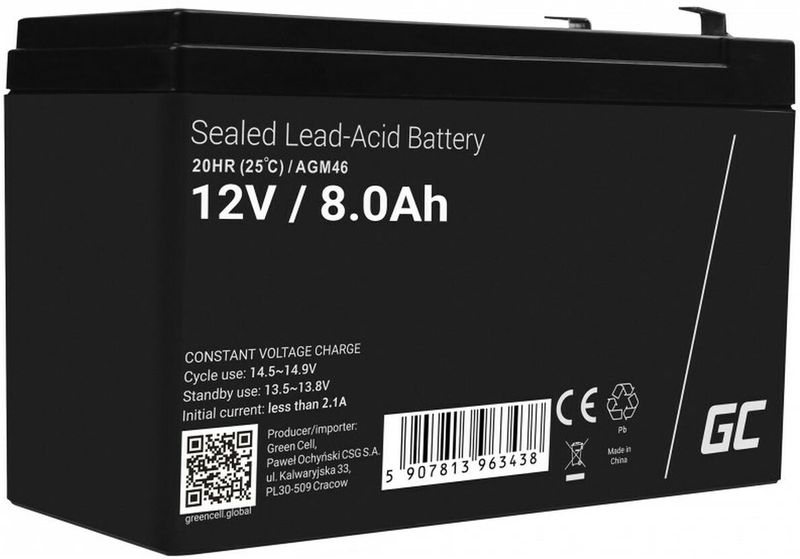 Green Cell - AGM VRLA Accu - 12 V 8 Ah - Gelbatterij - Reserveaccu voor UPS