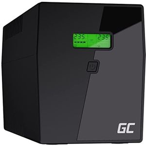 Green Cell® UPS omvormer, 2000 VA, (1200 W), 230 V stroomvoorziening, onderbrekingsvrije voeding, line-interactive, AVR, voor computer, usb / RJ45, 4X Schuko, IEC stopcontacten, lcd-scherm
