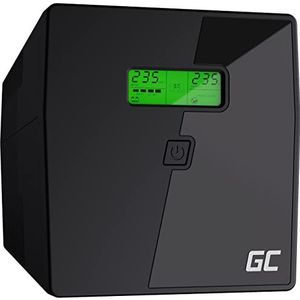 Green Cell® UPS omvormer, 1000 VA, (600 W), 230 V, ononderbroken stroomvoorziening, line-interactive AVR, usb / RJ45, 2 x Schuko, 2 x IEC-stopcontacten, lcd-scherm