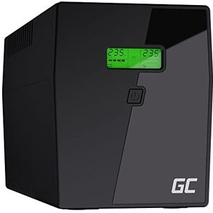 Green Cell® UPS omvormer, 2000 VA, (1400 W), voeding 230 V, line-interactive AVR, ononderbroken stroomvoorziening voor computer, pure sinusgolf, usb/RJ45, 2 x Schuko, 3 x IEC, lcd-bussen