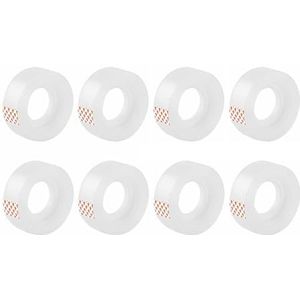 D.Rect 8 stuks kantoortape, doorzichtig plakband, afmetingen 18 mm x 20 m, transparant plakband met sterke hechting