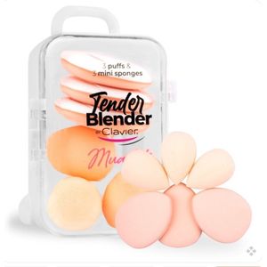 Clavier Beauty Blender & Powder Puff - 6 Stuks - Wit - 3 x Mini Powder Puff en 3 x Mini Beauty Spons