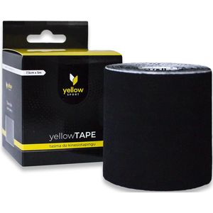 Kinesiologie Tape yellowsport 7.5 cm x 5 meter beige - 1 stuk - Kinesiotape - elastische, ademende band - kine tape - Zwart