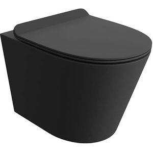 Lavita keramische hang-wc-toilet GALVE BLACK zwart zonder spoelrand soft-close #129772