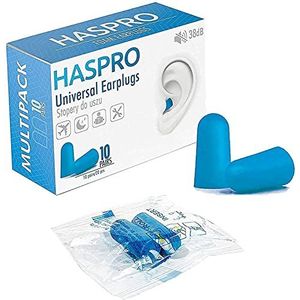 HASPRO [10- Paar Pack] Bulk Pack Ultra Soft Foam Oordopjes, SNR 38 dB, Elk paar Individueel verpakt, Oordopjes voor Slaapruisonderdrukking, Oordopjes voor Snurken, Oordopjes Ruisonderdrukking