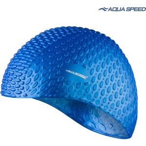 Aqua Speed Siliconen Bubble Badmuts - geschikt voor lang haar - Blauw One Size