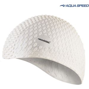 Aqua Speed Siliconen Bubble Badmuts - geschikt voor lang haar - Wit One Size
