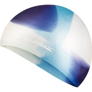 Aqua Speed Siliconen Badmuts - Zwemmuts in vrolijke print - Blauw/wit One Size