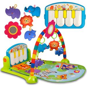 Educatieve speelmat met piano en rammelaars – roze